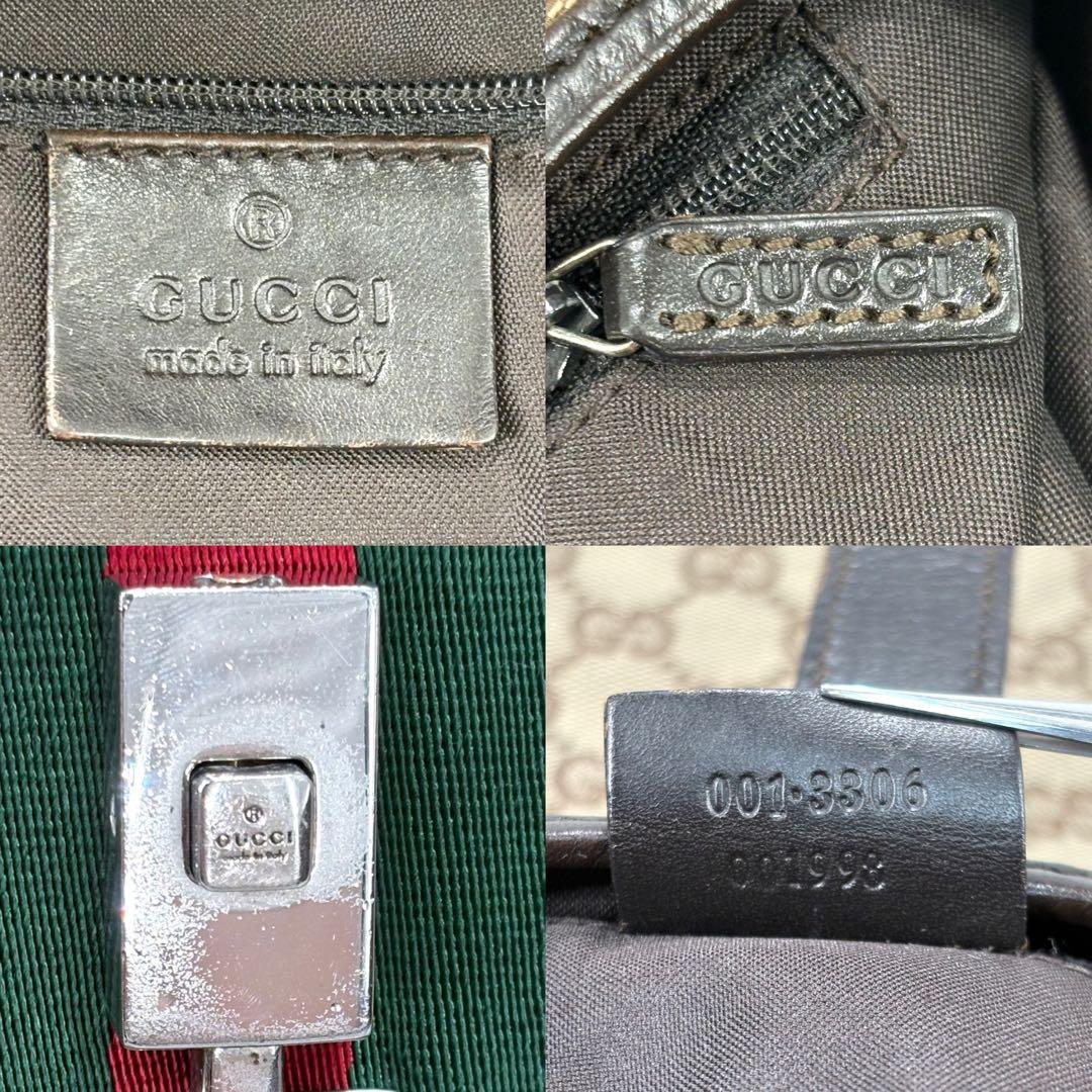 GUCCI グッチ ヴィンテージ シェリーライン ブラウン GGキャンバス / レザー 001 3306 ショルダーバッグ レディース AB