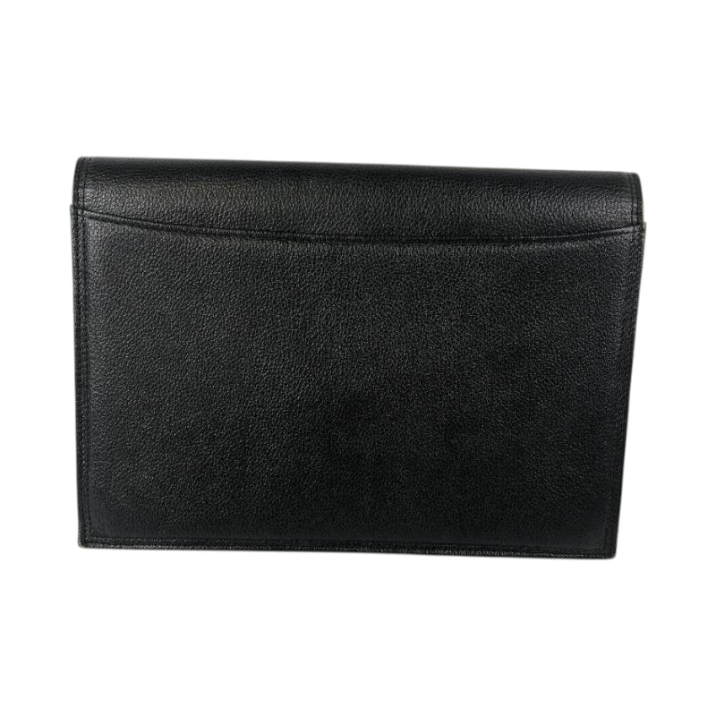 YVES SAINT LAURENT イヴ サンローラン ヴィンテージ YSL ブラック ゴールド金具 レザー クラッチバッグ セカンドバッグ メンズ AB