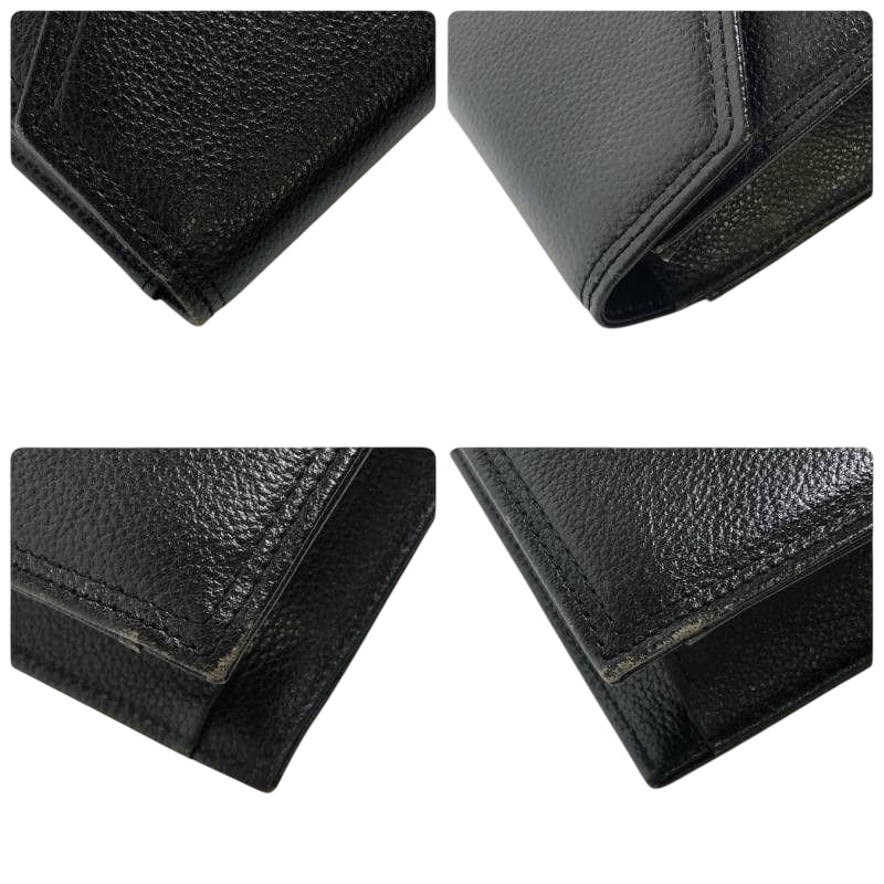 YVES SAINT LAURENT イヴ サンローラン ヴィンテージ YSL ブラック ゴールド金具 レザー クラッチバッグ セカンドバッグ メンズ AB