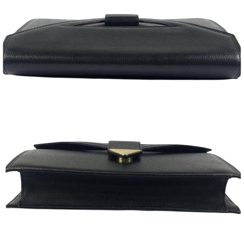 YVES SAINT LAURENT イヴ サンローラン ヴィンテージ YSL ブラック ゴールド金具 レザー クラッチバッグ セカンドバッグ メンズ AB