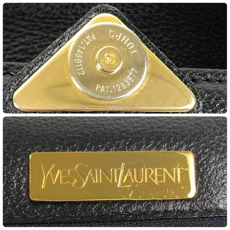 YVES SAINT LAURENT イヴ サンローラン ヴィンテージ YSL ブラック ゴールド金具 レザー クラッチバッグ セカンドバッグ メンズ AB
