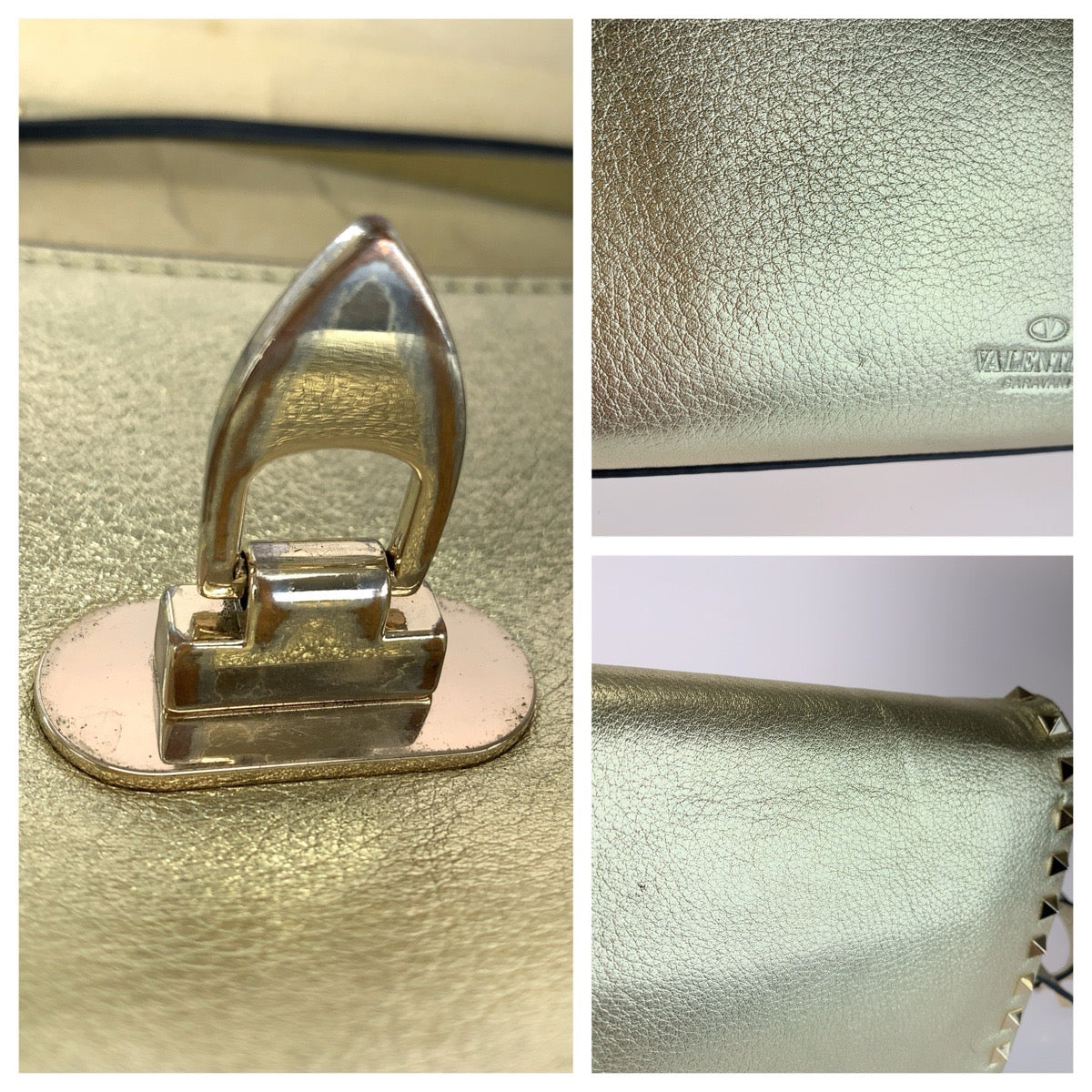 Valentino Garavani ヴァレンティノ ガラヴァーニ ロックスタッズ ゴールド ゴールド金具 レザー ショルダーバッグ クラッチバッグ 2WAY レディース AB42