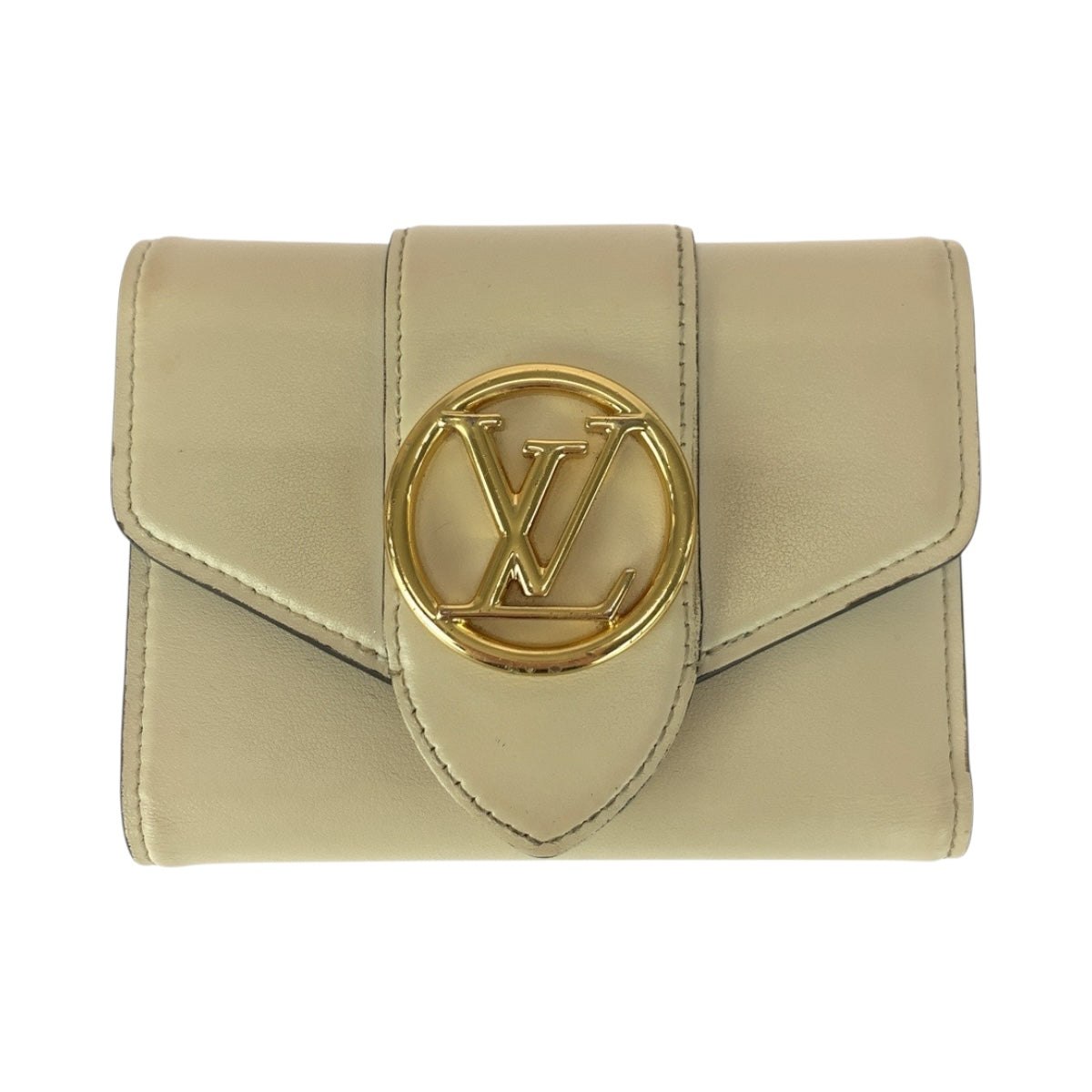 20687
LOUIS VUITTON ルイヴィトン ポルトフォイユポンヌフ アイボリー ゴールド金具 レザー M69176 折財布 コンパクトウォレット レディース ABP35