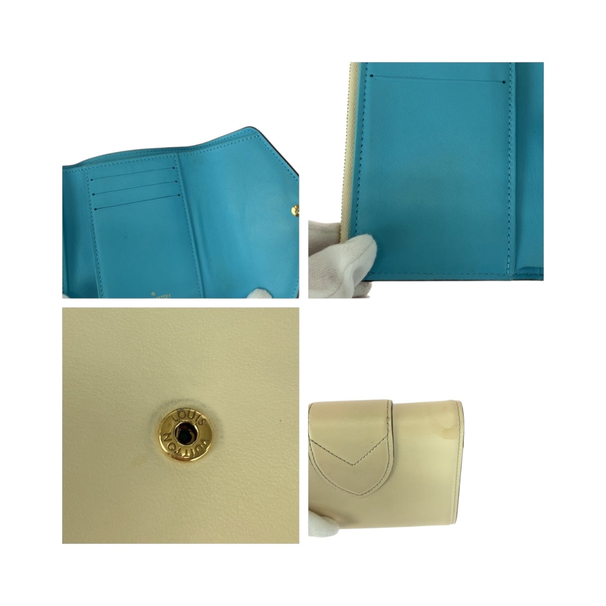 20687
LOUIS VUITTON ルイヴィトン ポルトフォイユポンヌフ アイボリー ゴールド金具 レザー M69176 折財布 コンパクトウォレット レディース ABP35