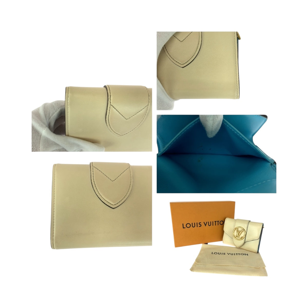 20687
LOUIS VUITTON ルイヴィトン ポルトフォイユポンヌフ アイボリー ゴールド金具 レザー M69176 折財布 コンパクトウォレット レディース ABP35