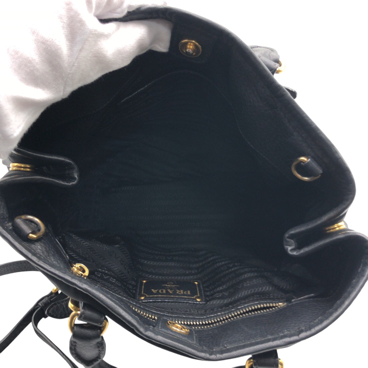 12939
PRADA プラダ テスート ブラック 黒 ゴールド金具 ナイロン / レザー ショルダーバッグ ハンドバッグ 2WAY  レディース ABP38