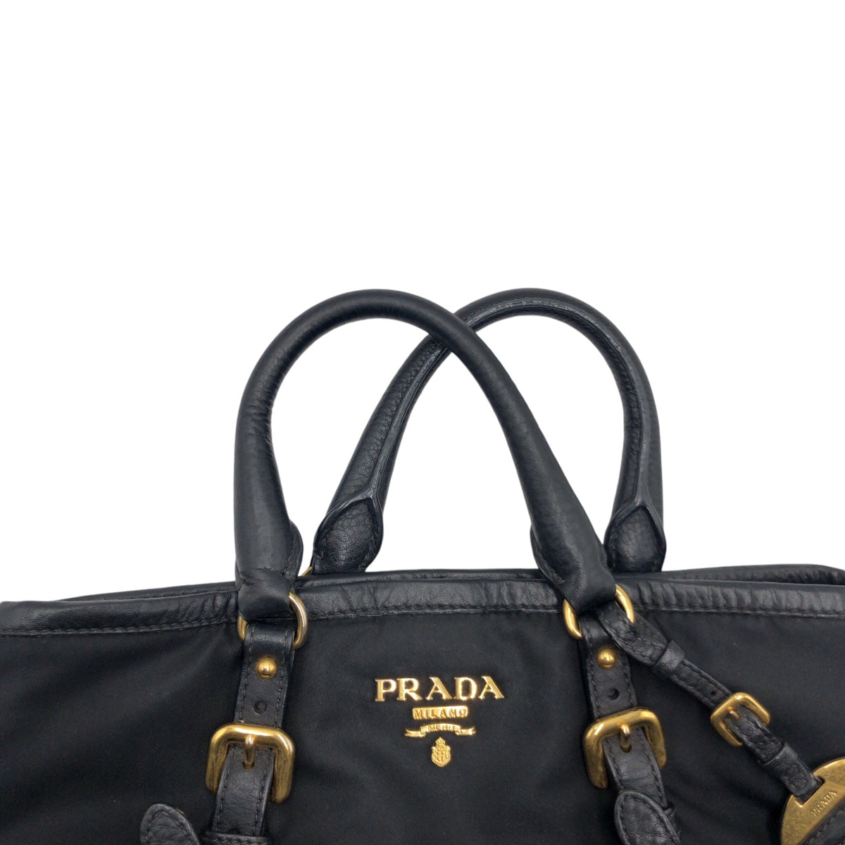 12939
PRADA プラダ テスート ブラック 黒 ゴールド金具 ナイロン / レザー ショルダーバッグ ハンドバッグ 2WAY  レディース ABP38