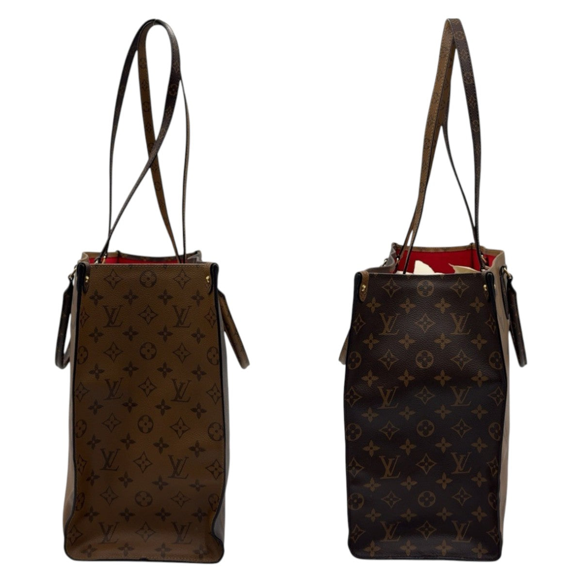 23099
LOUIS VUITTON ルイヴィトン モノグラム リバース キャンバス オンザゴー GM ブラウン 茶色 ベージュ PVCコーティングキャンバス トートバッグ 男女兼用 レディース ABP190