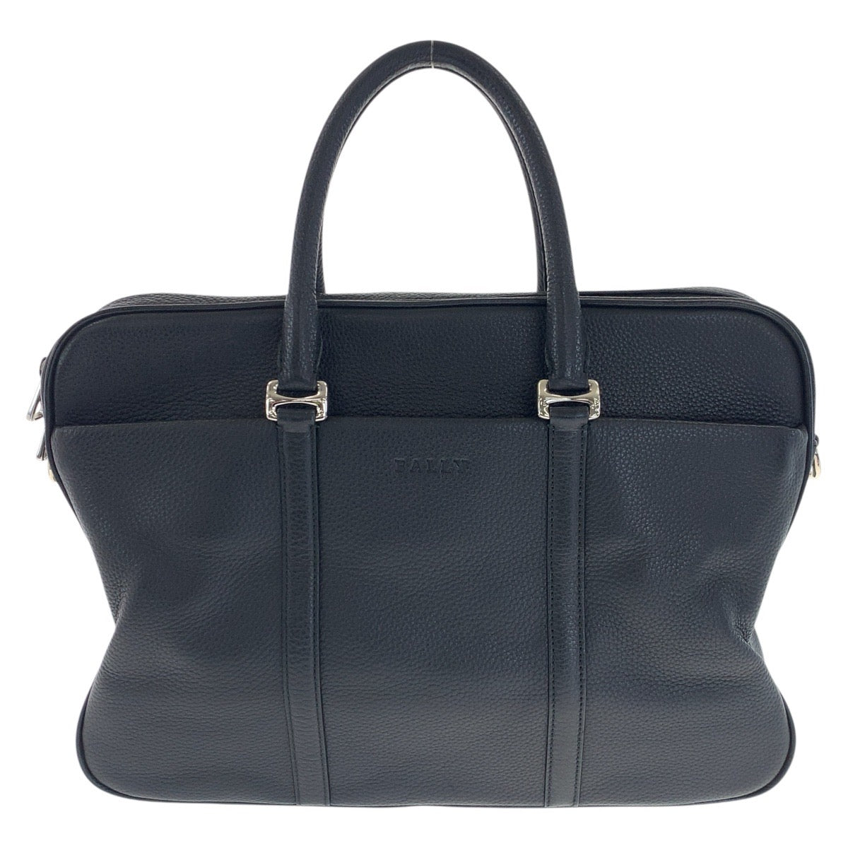 21981
BALLY Black Silver Hardware Leather Business Bag Briefcase Men's ABP30
