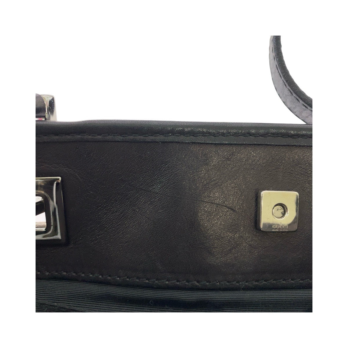 14234
GUCCI グッチ ブラック 黒 シルバー金具 GGキャンバス / レザー 36172 トートバッグ ハンドバッグ  レディース