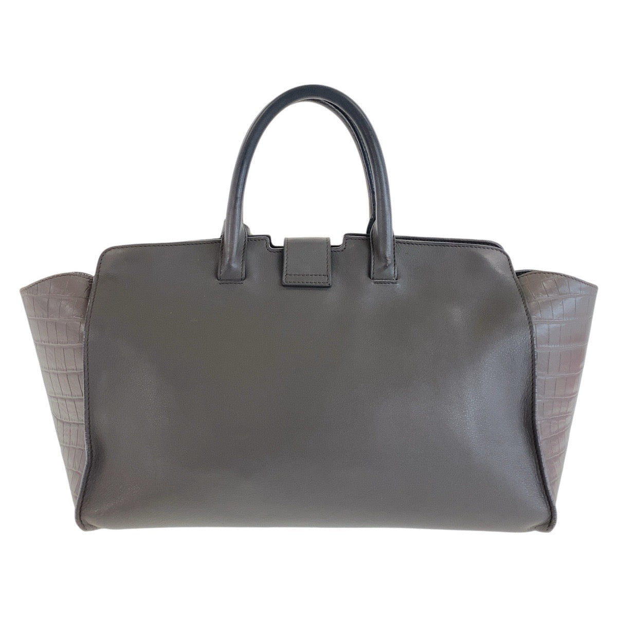 SAINT LAURENT サンローラン YSL ダウンタウン グレー シルバー金具 レザー トートバッグ ハンドバッグ  レディース