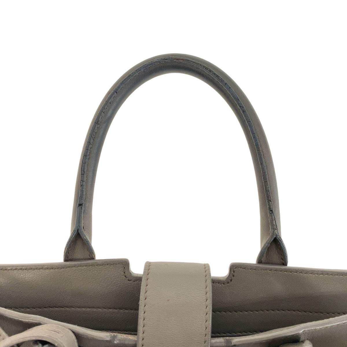 SAINT LAURENT サンローラン YSL ダウンタウン グレー シルバー金具 レザー トートバッグ ハンドバッグ  レディース