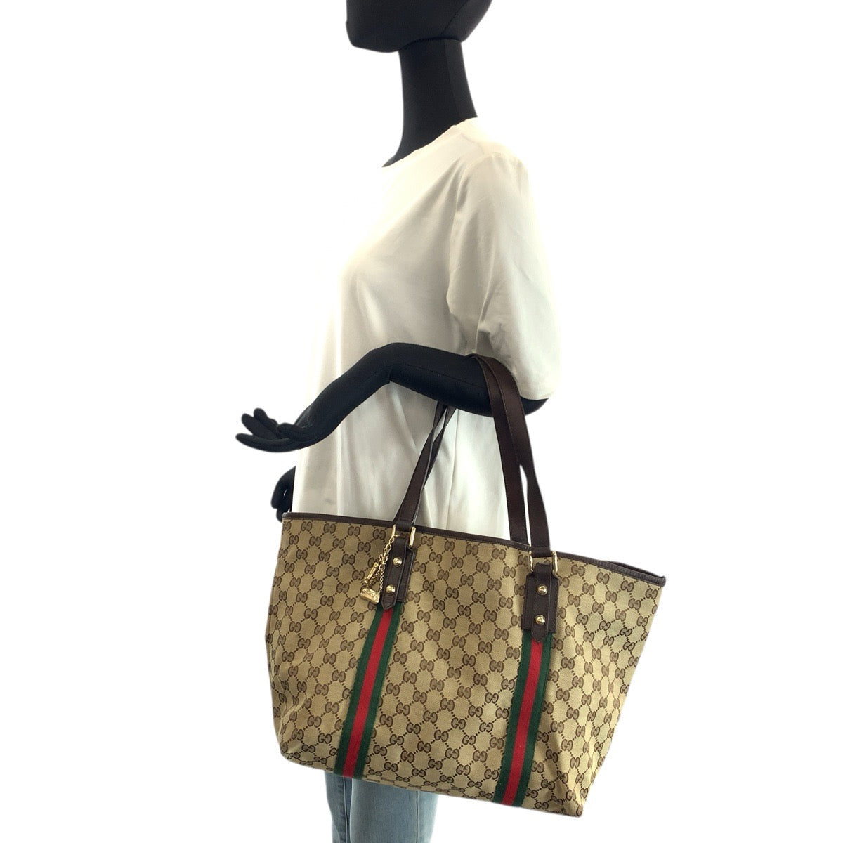 23252
GUCCI グッチ シェリーライン ベージュ ブラウン ゴールド金具 GGキャンバス / レザー 139260 トートバッグ ショルダーバッグ レディース AB28