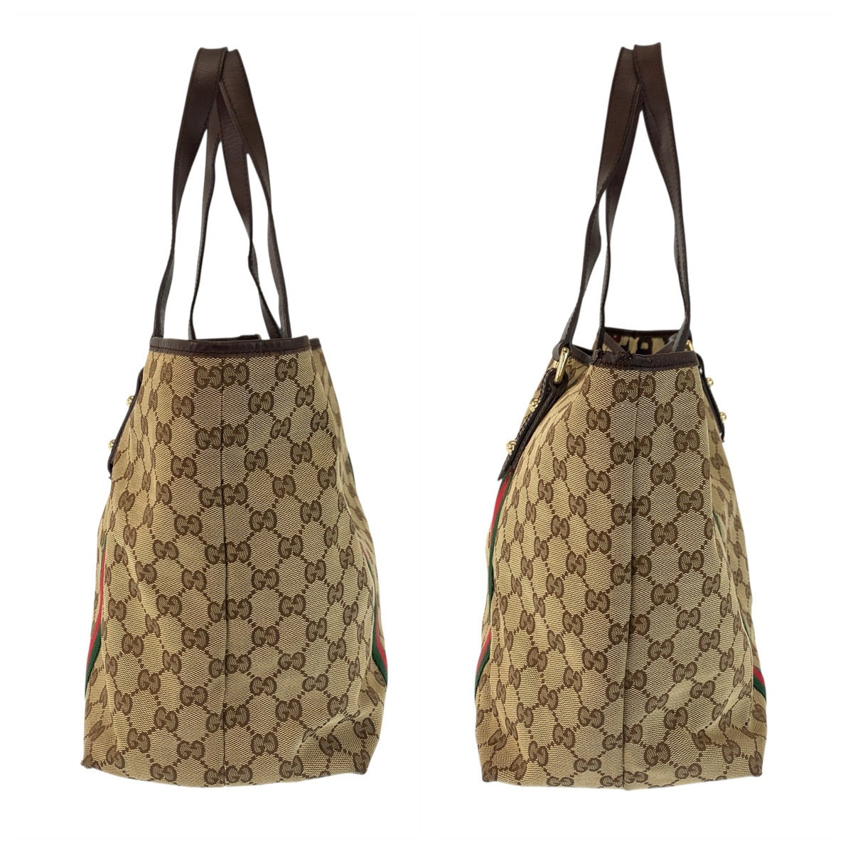 23252
GUCCI グッチ シェリーライン ベージュ ブラウン ゴールド金具 GGキャンバス / レザー 139260 トートバッグ ショルダーバッグ レディース AB28