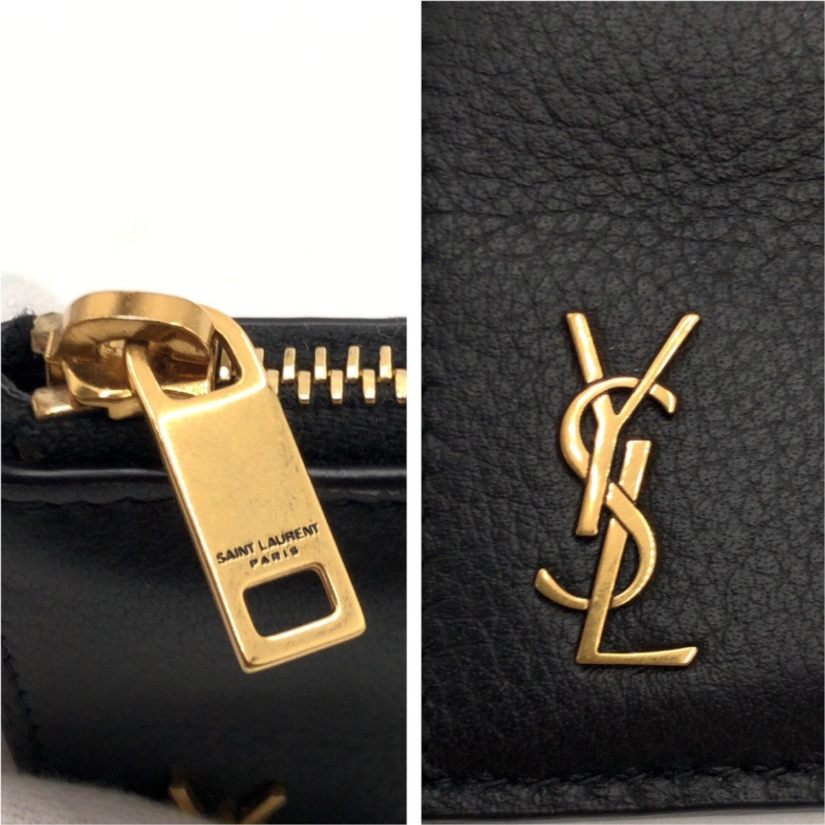 10844
SAINT LAURENT PARIS サンローランパリ YSL ブラック 黒 ゴールド金具 レザー 637425 15B0W コインケース フラグメントケース 小銭入れ カードケース  メンズ