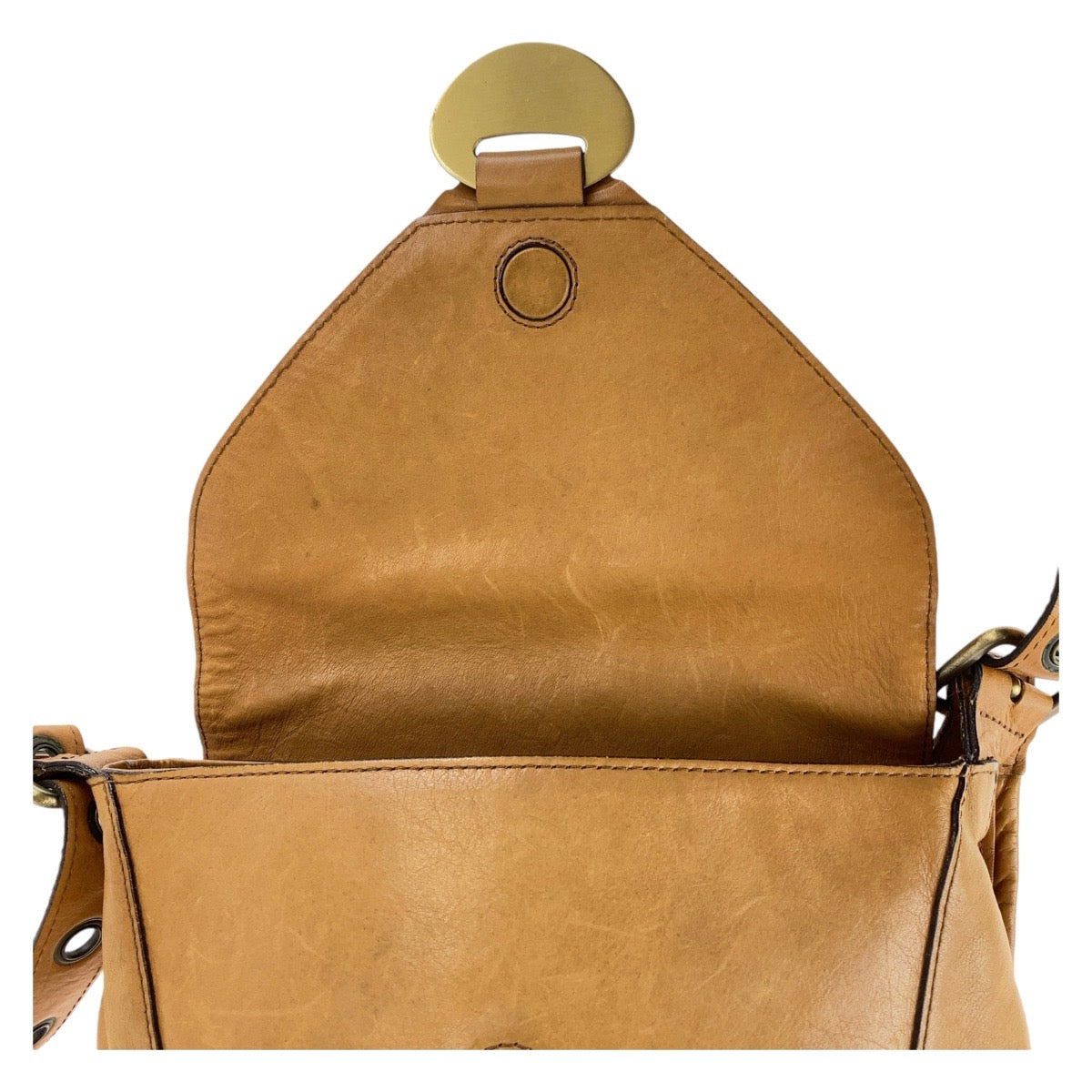 13183
Chloe クロエ ブラウン キャメル ゴールド金具 レザー 斜め掛け ショルダーバッグ メッセンジャーバッグ  レディース