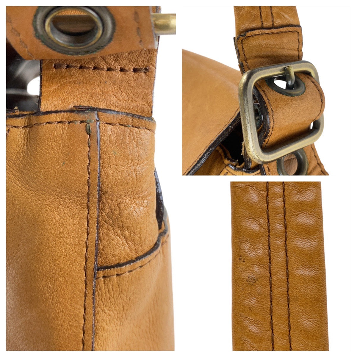 13183
Chloe クロエ ブラウン キャメル ゴールド金具 レザー 斜め掛け ショルダーバッグ メッセンジャーバッグ  レディース