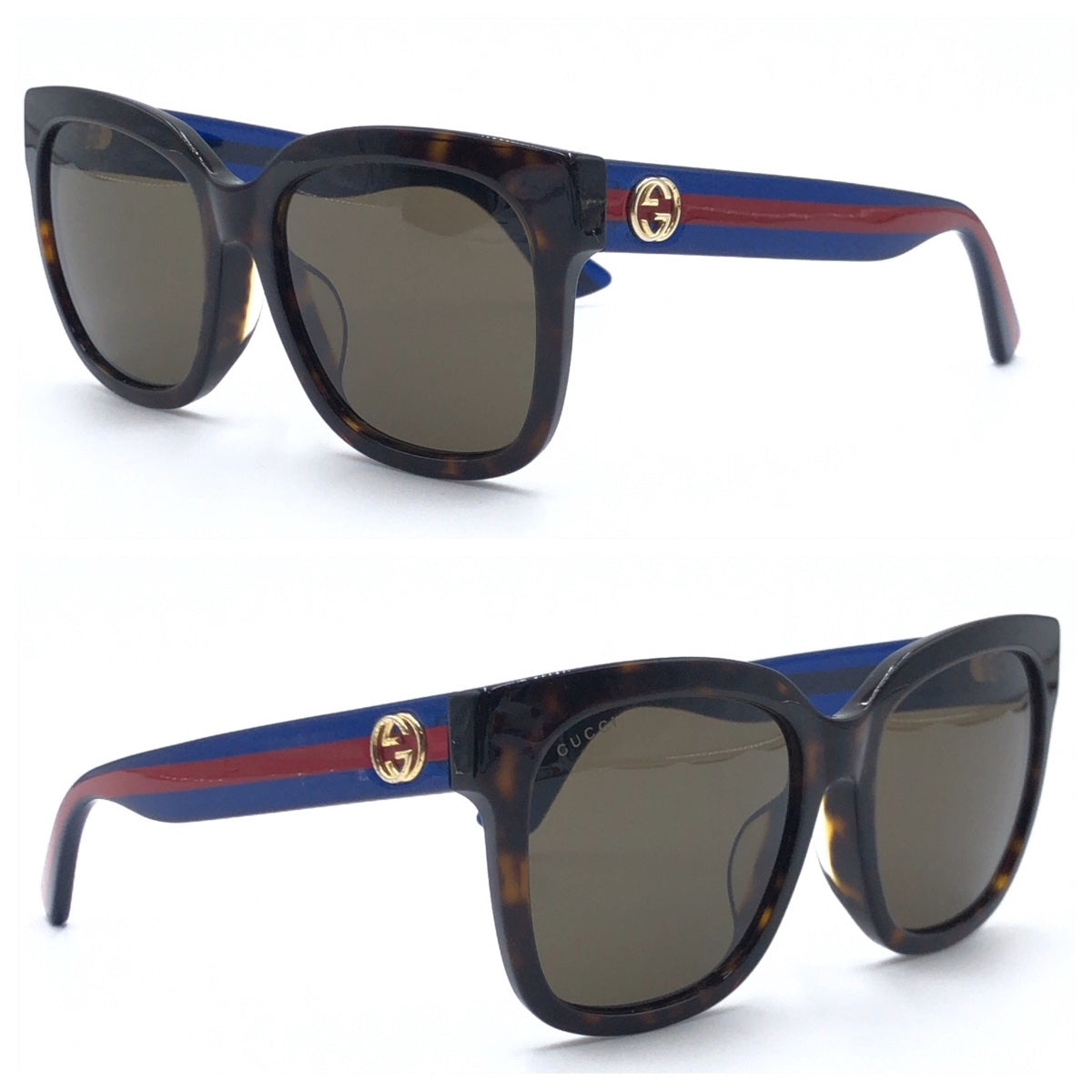 10139
GUCCI グッチ POP WEB シェリー ハバナ・トランスペアレントブルー インターロッキング ブラウン ブルー ゴールド金具 プラスチック GG 0034SA 003 5518 140 SMJO4BCHAC サングラス スクエア  メンズ