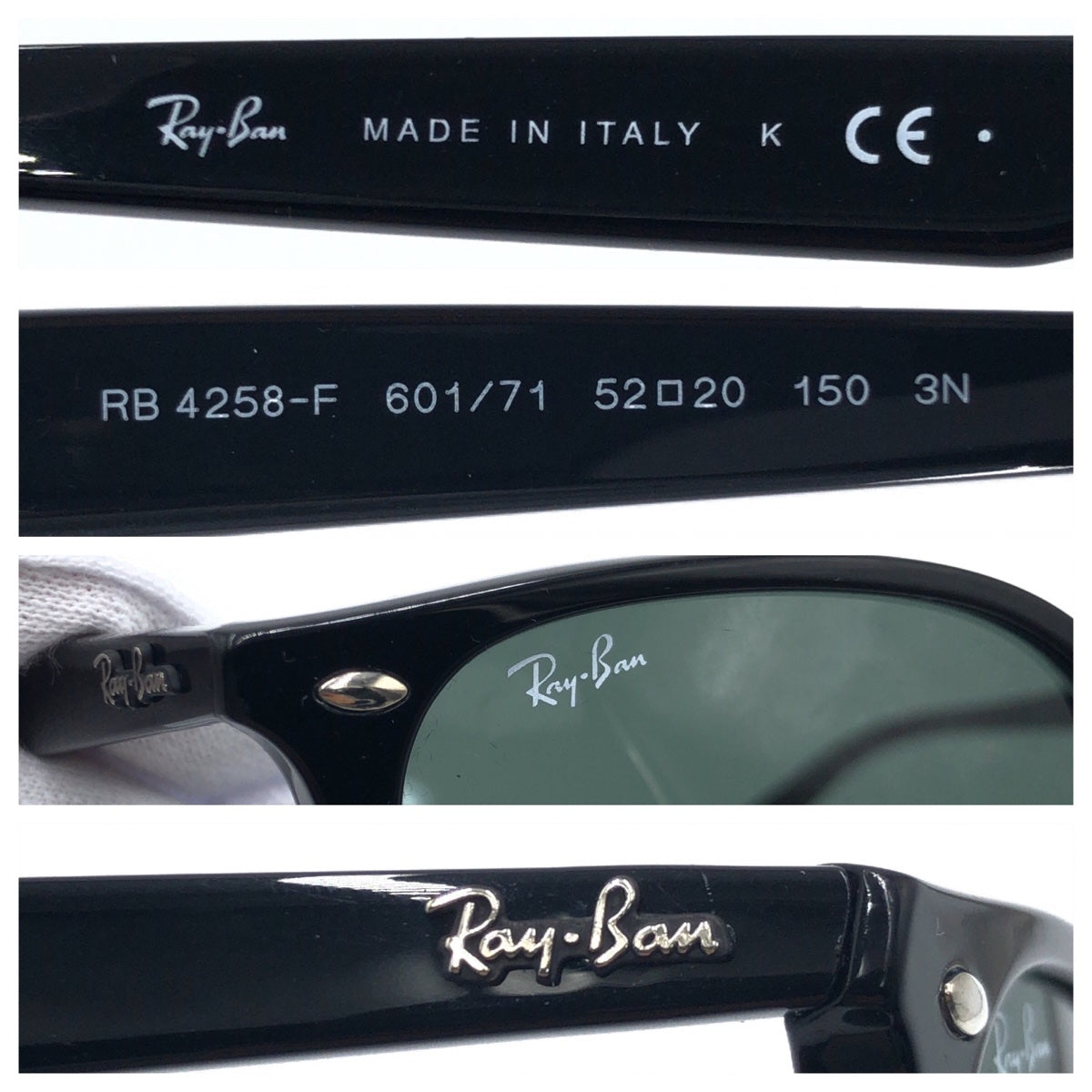 C-137
Ray-Ban レイバン アジアンフィット ブラック 黒 シルバー金具 プラスチック RB 4258-F 601/71 52□20 150 3N サングラス ウェリントン  メンズ