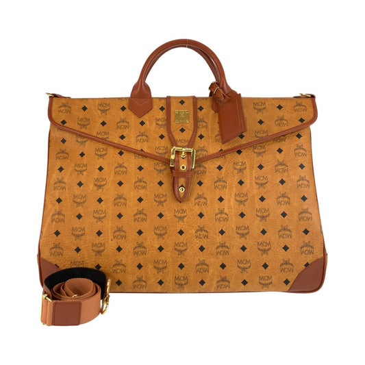 24451
MCM エム シー エム ヴィンテージ ヴィセトス ブラウン コニャック ゴールド金具 レザー ボストンバッグ ショルダーバッグ 2WAY メンズ SA100