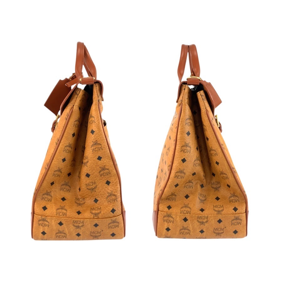 24451
MCM エム シー エム ヴィンテージ ヴィセトス ブラウン コニャック ゴールド金具 レザー ボストンバッグ ショルダーバッグ 2WAY メンズ SA100