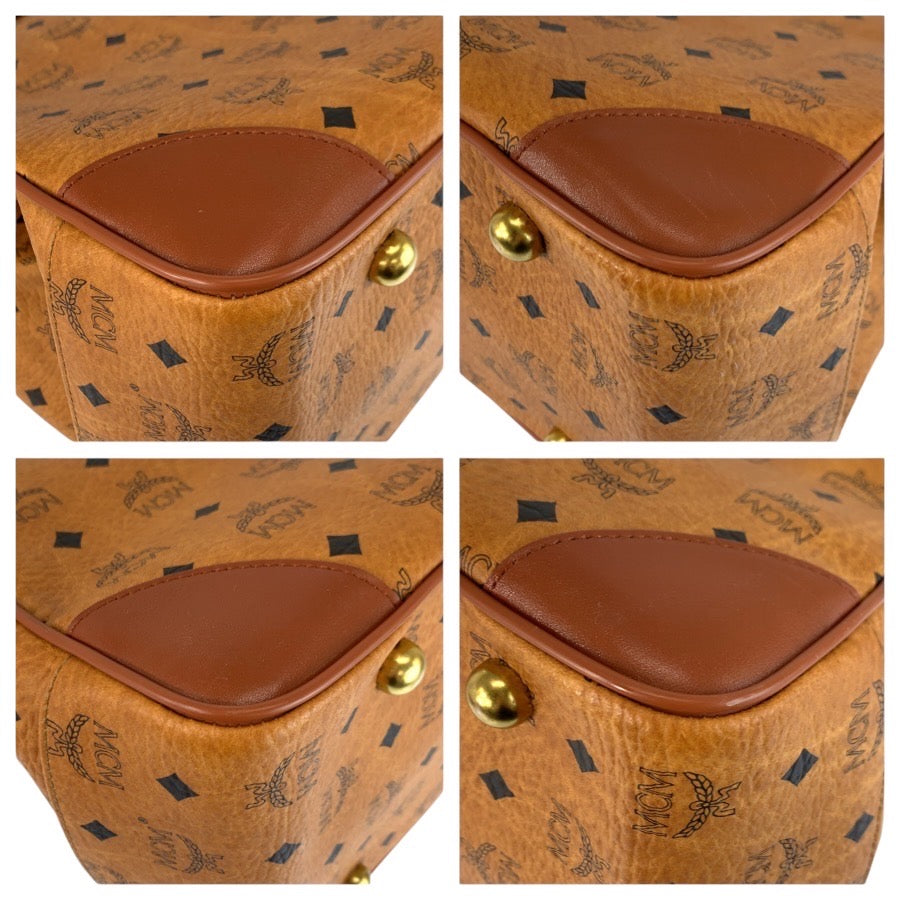 24451
MCM エム シー エム ヴィンテージ ヴィセトス ブラウン コニャック ゴールド金具 レザー ボストンバッグ ショルダーバッグ 2WAY メンズ SA100