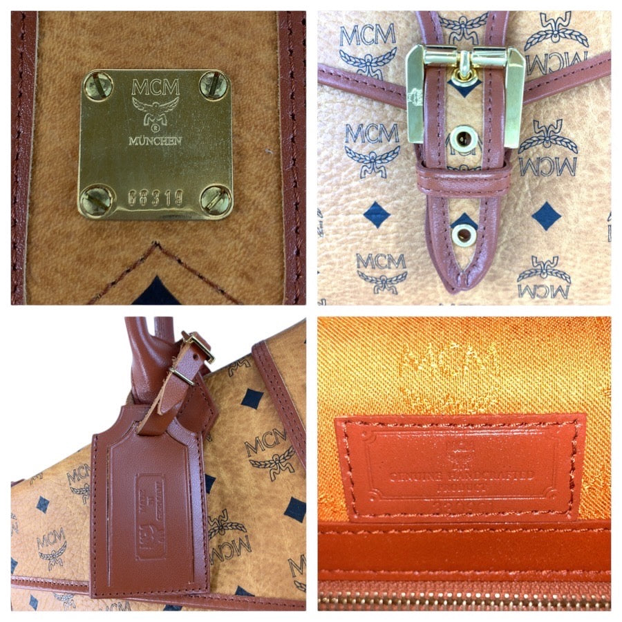 24451
MCM エム シー エム ヴィンテージ ヴィセトス ブラウン コニャック ゴールド金具 レザー ボストンバッグ ショルダーバッグ 2WAY メンズ SA100