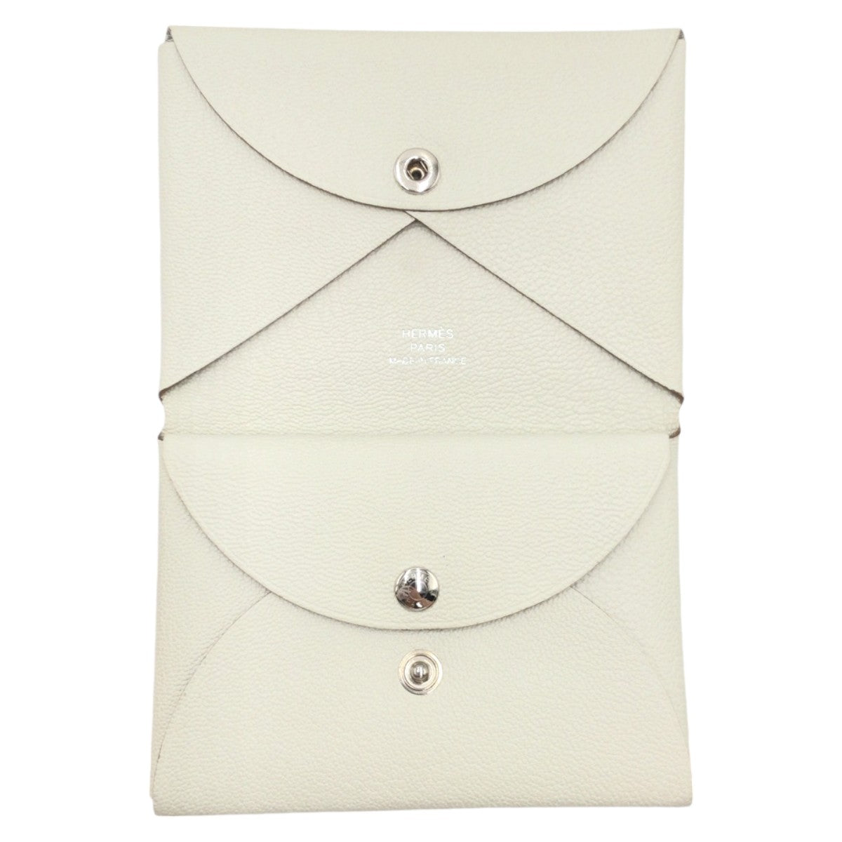 12871
HERMES エルメス カルヴィ デュオ ベージュ マッシュルーム ヴォーエプソン カードケース コインケース コンパクトウォレット 小銭入れ B刻印  レディース AB41