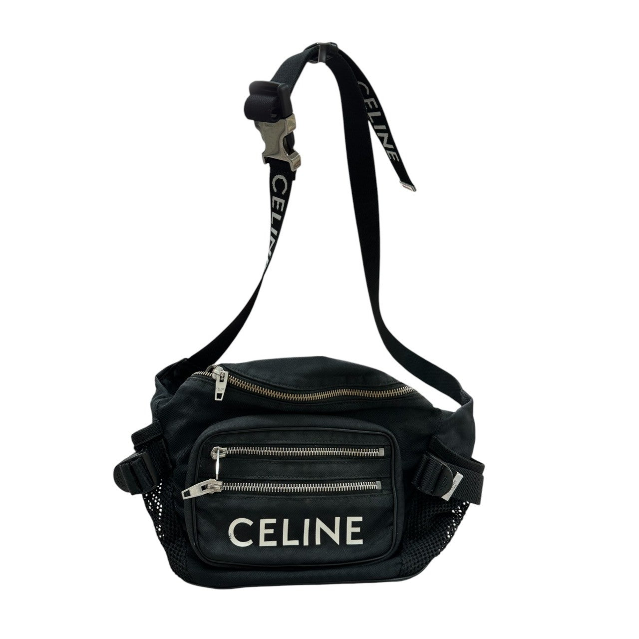 CELINE セリーヌ トレッキング ブラック シルバー金具 キャンバス / ナイロン ウエストバッグ レディース AB