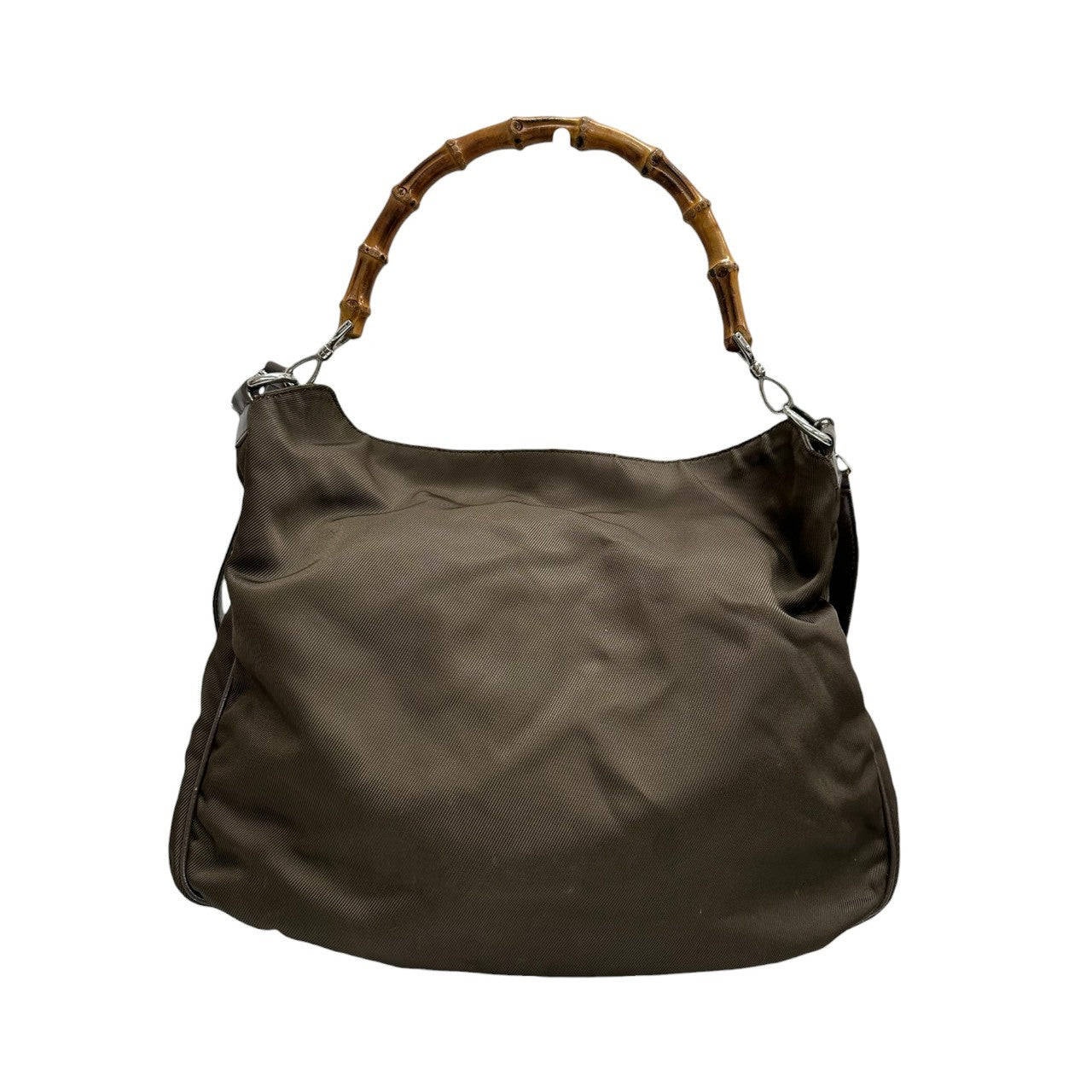 GUCCI グッチ バンブー カーキ シルバー金具 ナイロン / レザー 0011577 ショルダーバッグ ハンドバッグ レディース AB