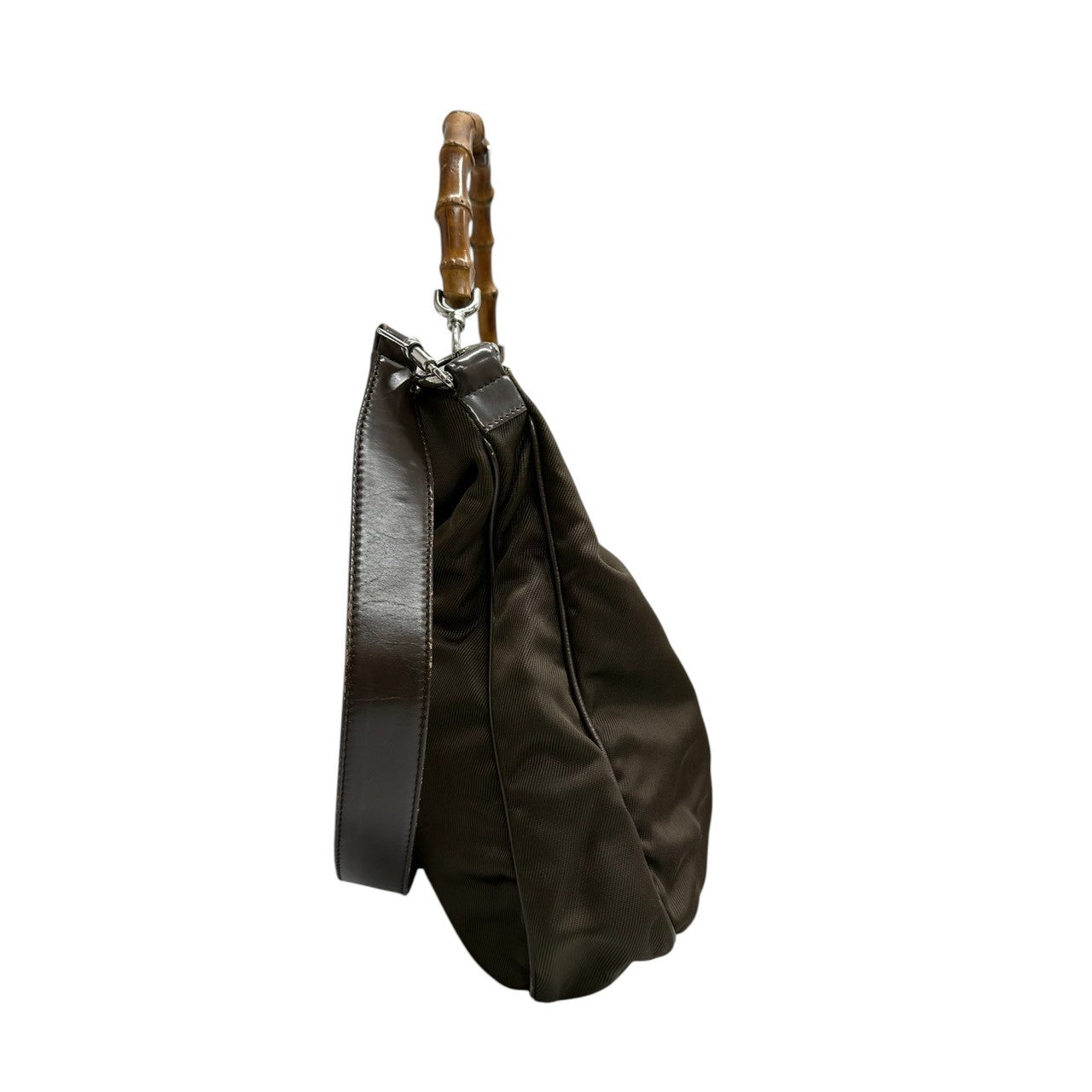 GUCCI グッチ バンブー カーキ シルバー金具 ナイロン / レザー 0011577 ショルダーバッグ ハンドバッグ レディース AB