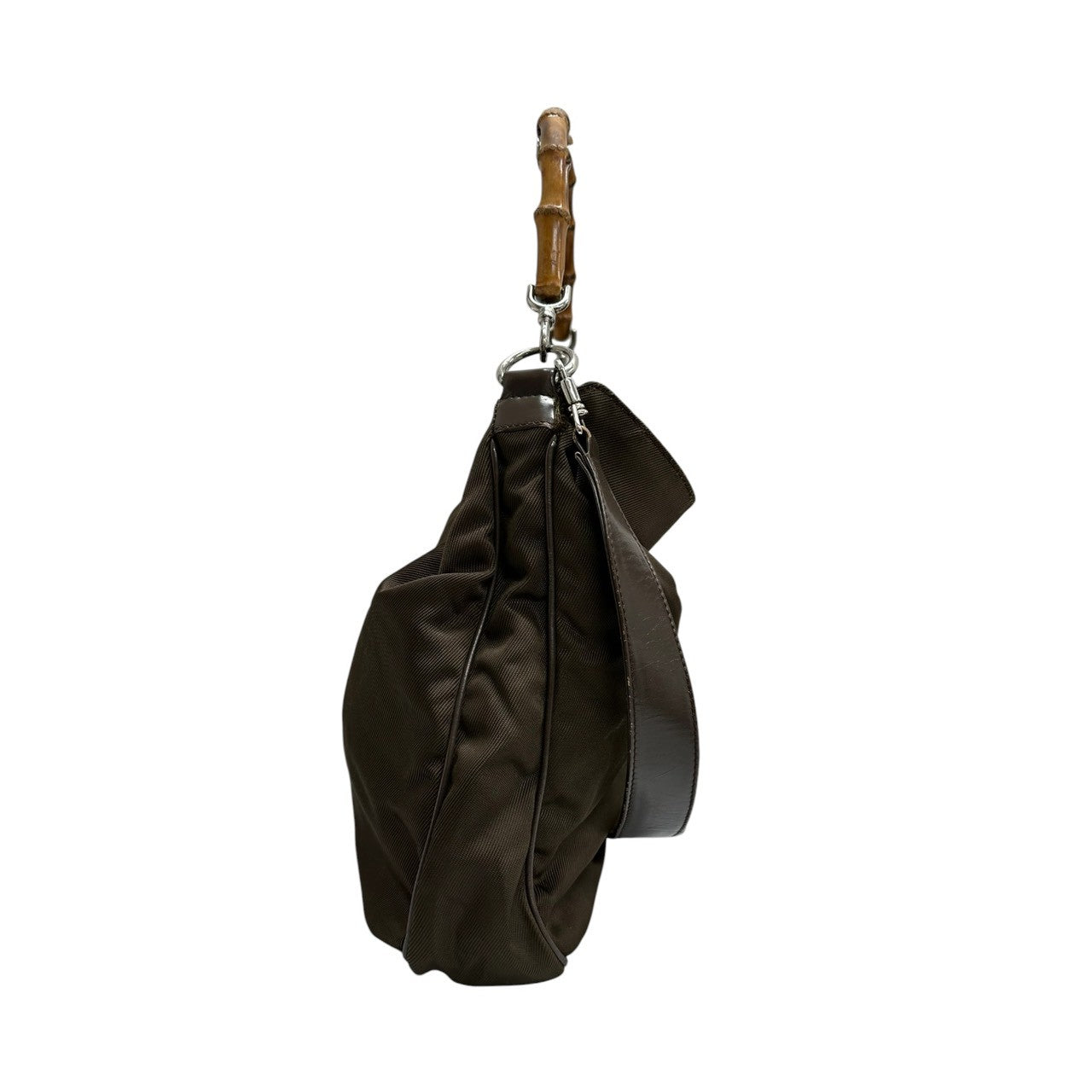 GUCCI グッチ バンブー カーキ シルバー金具 ナイロン / レザー 0011577 ショルダーバッグ ハンドバッグ レディース AB