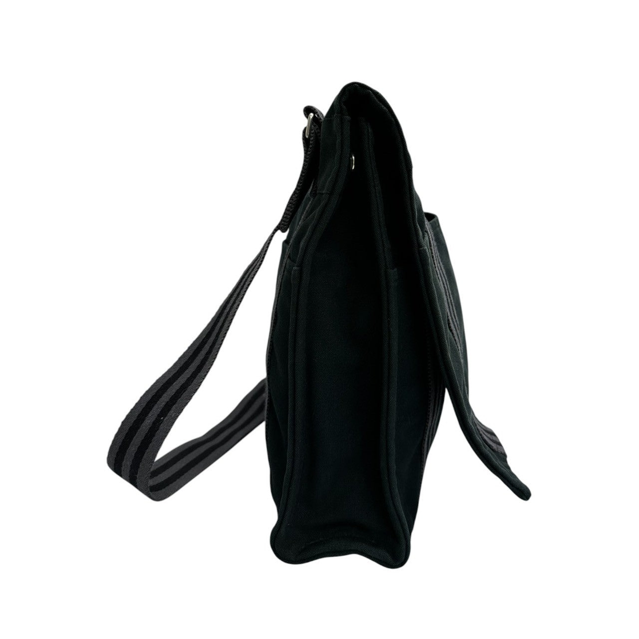 HERMES エルメス フールトゥ ブラック シルバー金具 キャンバス ショルダーバッグ レディース AB