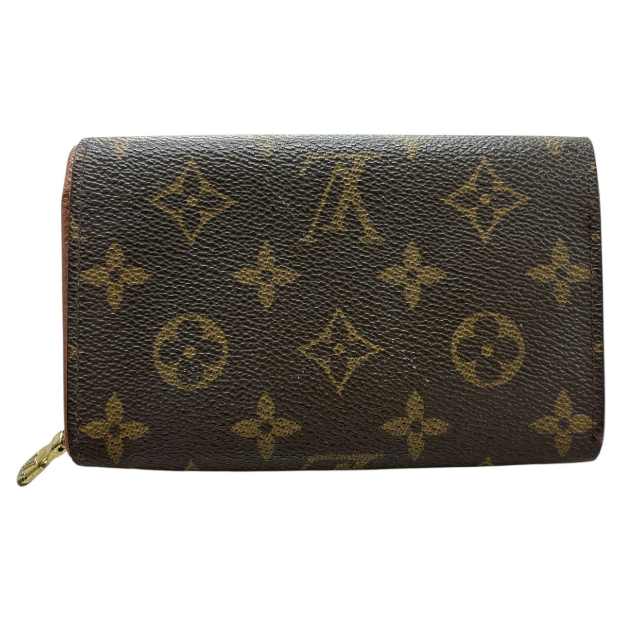 LOUIS VUITTON ルイヴィトン モノグラム ポルト モネ ビエ トレゾール ブラウン ゴールド金具 PVC / レザー M61730 二つ折り財布 レディース B