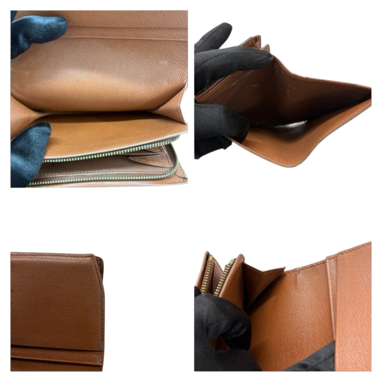LOUIS VUITTON ルイヴィトン モノグラム ポルト モネ ビエ トレゾール ブラウン ゴールド金具 PVC / レザー M61730 二つ折り財布 レディース B