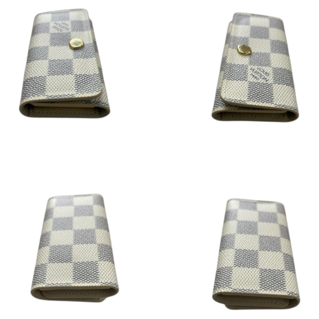 LOUIS VUITTON ルイヴィトン ダミエ アズール ミュルティクレ ホワイト ゴールド金具 PVC / レザー M62630 キーケース 4連 レディース A