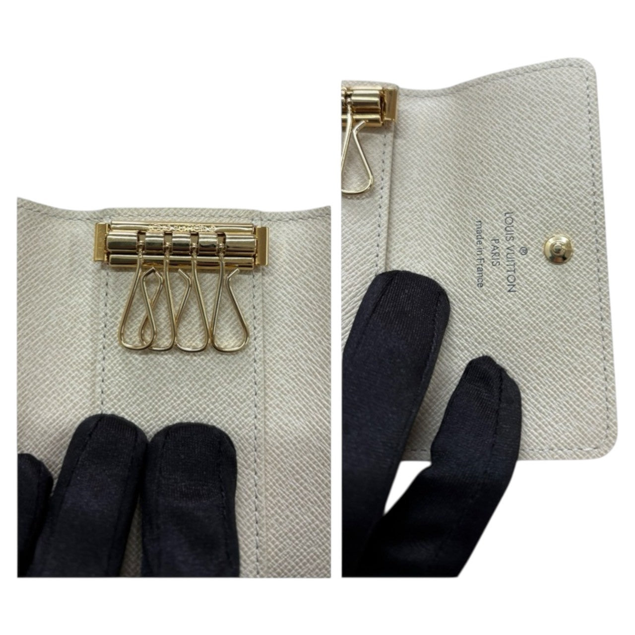 LOUIS VUITTON ルイヴィトン ダミエ アズール ミュルティクレ ホワイト ゴールド金具 PVC / レザー M62630 キーケース 4連 レディース A