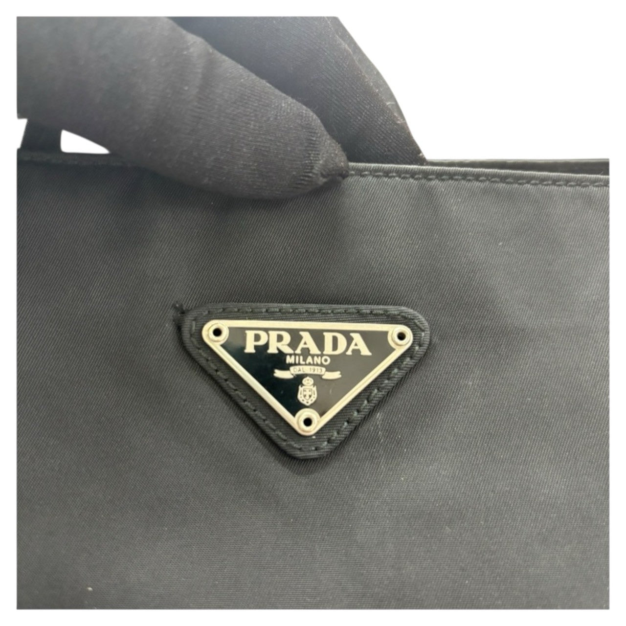 PRADA プラダ テスート 三角ロゴプレート ブラック ゴールド金具 ナイロン B3864 トートバッグ ハンドバッグ レディース AB