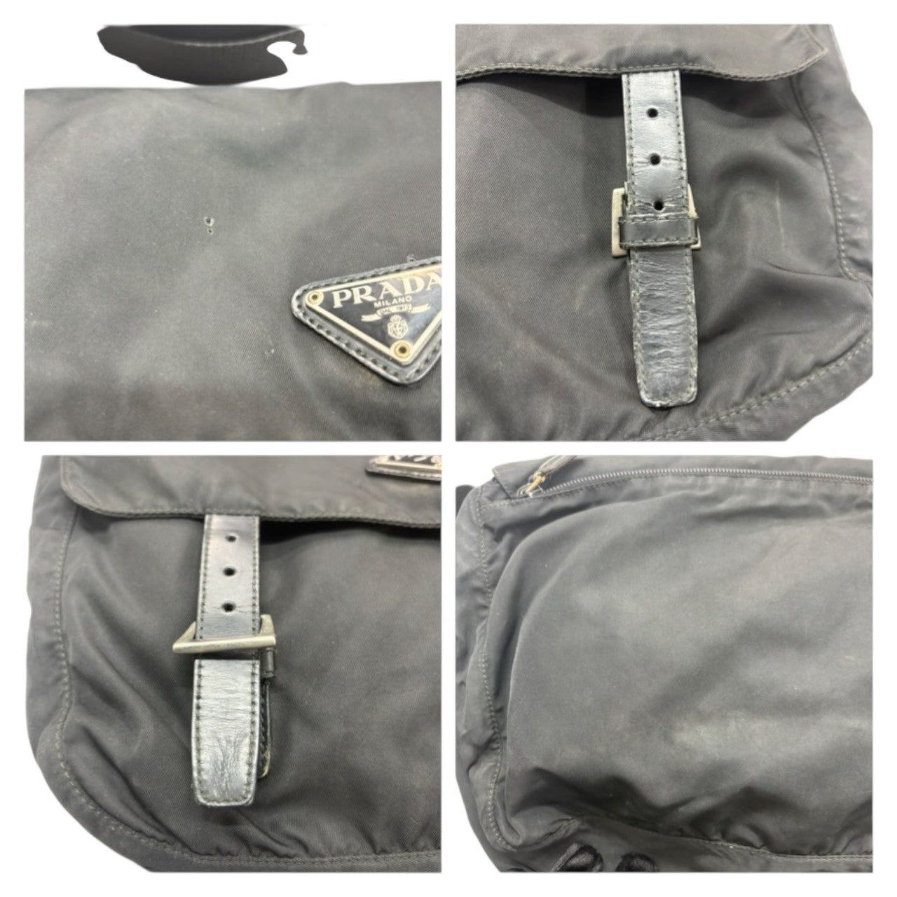 PRADA Tessuto Triangle Logo Plate Black Silver Hardware Nylon B6671F Shoulder Bag Women's B