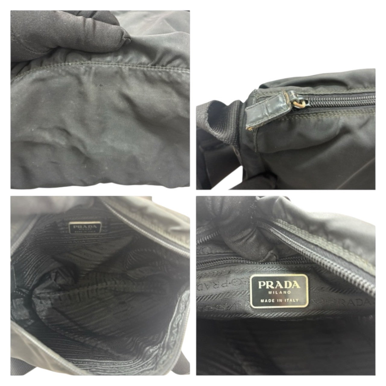PRADA Tessuto Triangle Logo Plate Black Silver Hardware Nylon B6671F Shoulder Bag Women's B