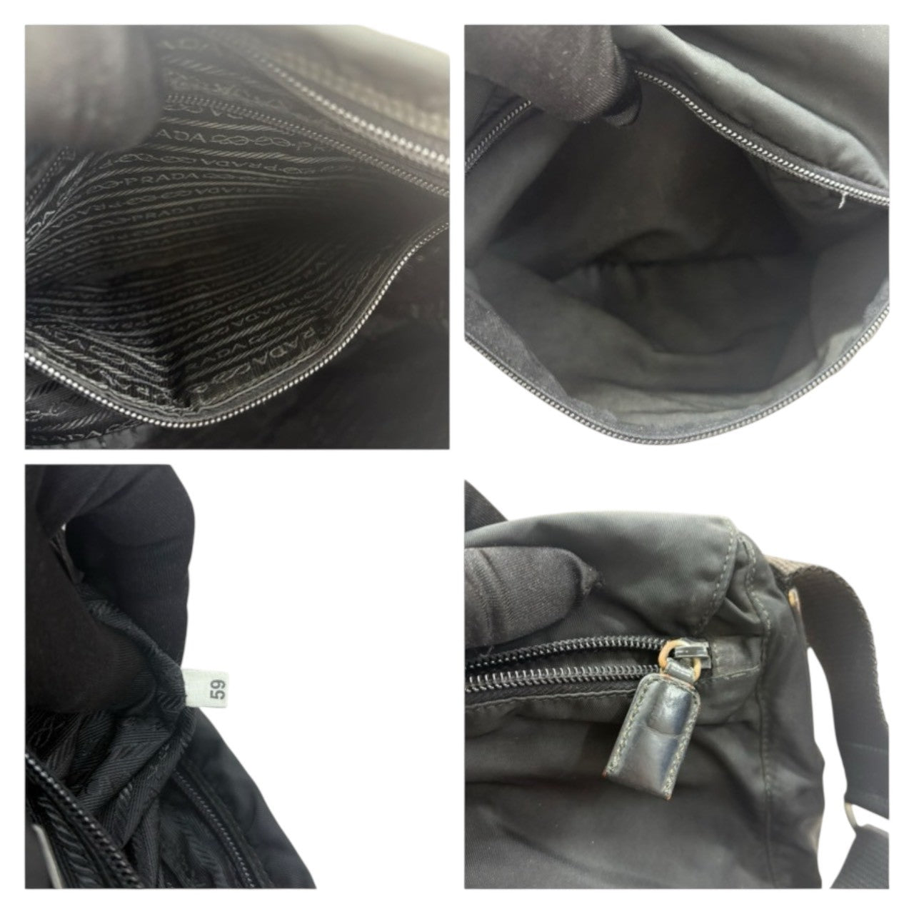 PRADA Tessuto Triangle Logo Plate Black Silver Hardware Nylon B6671F Shoulder Bag Women's B