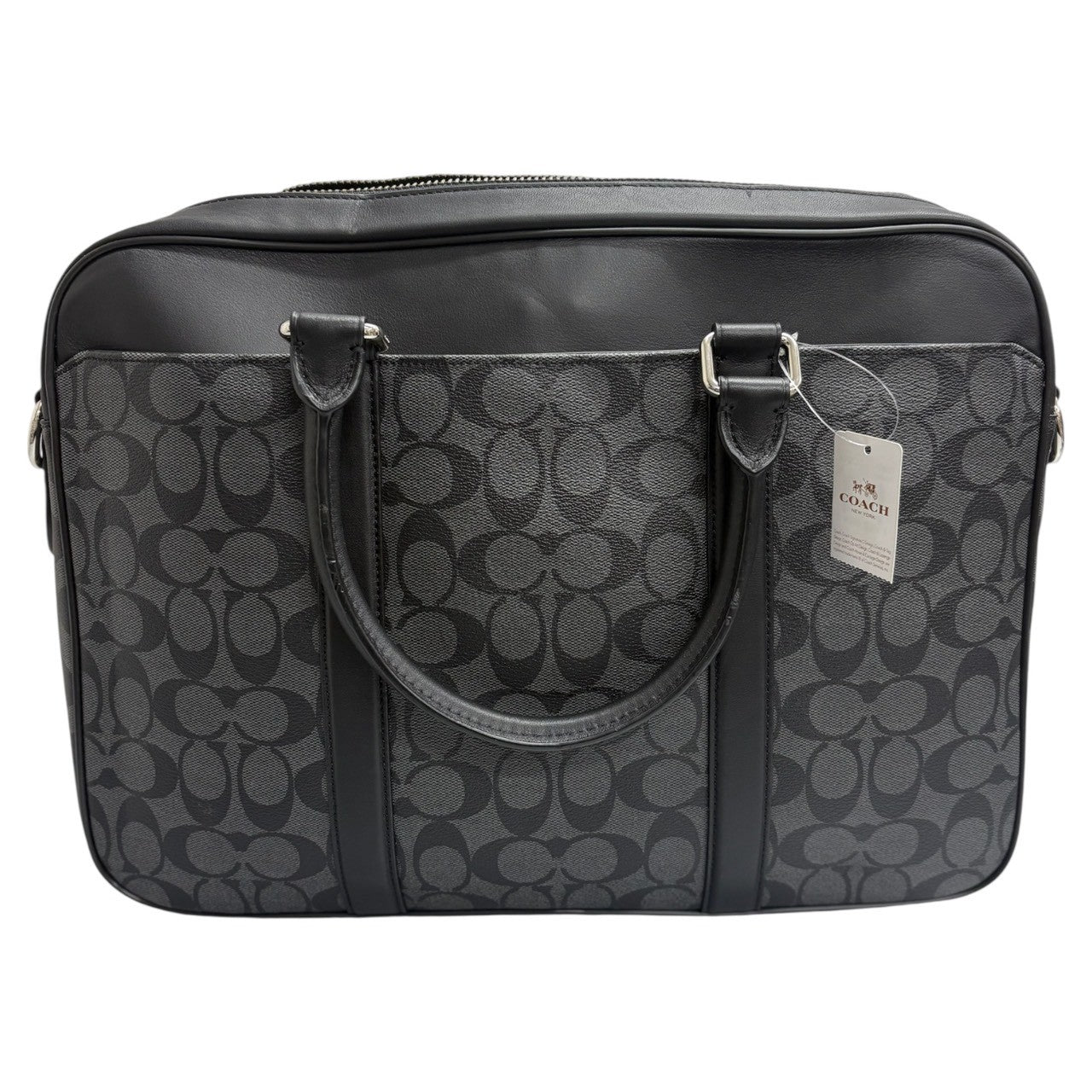 COACH Signature Black Silver Hardware PVC / Leather F54808 Business Bag Briefcase Men's SA