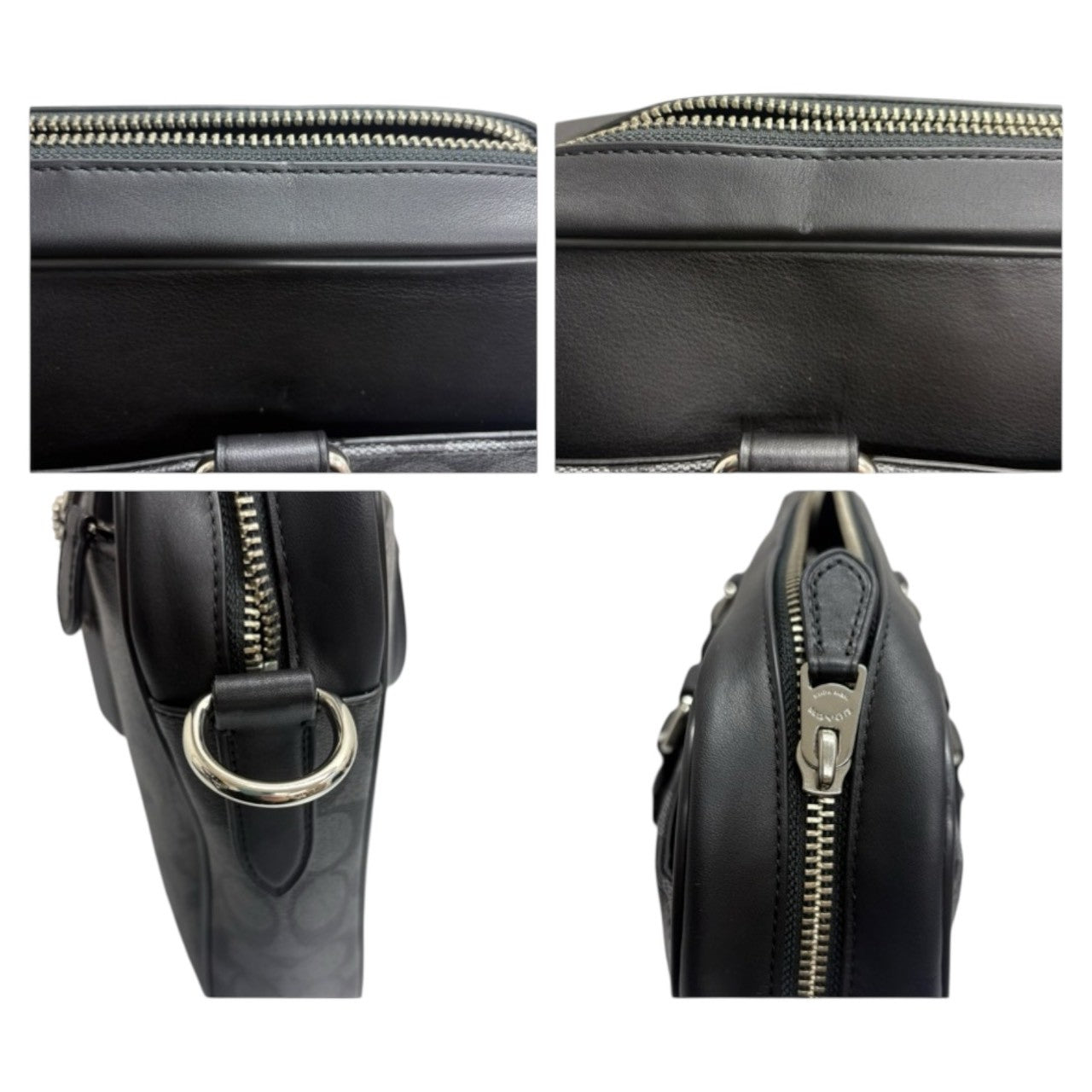 COACH Signature Black Silver Hardware PVC / Leather F54808 Business Bag Briefcase Men's SA