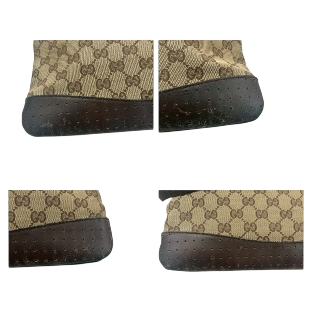 GUCCI グッチ ベージュ ブラウン シルバー金具 GGキャンバス / レザー 145857 ショルダーバッグ レディース AB