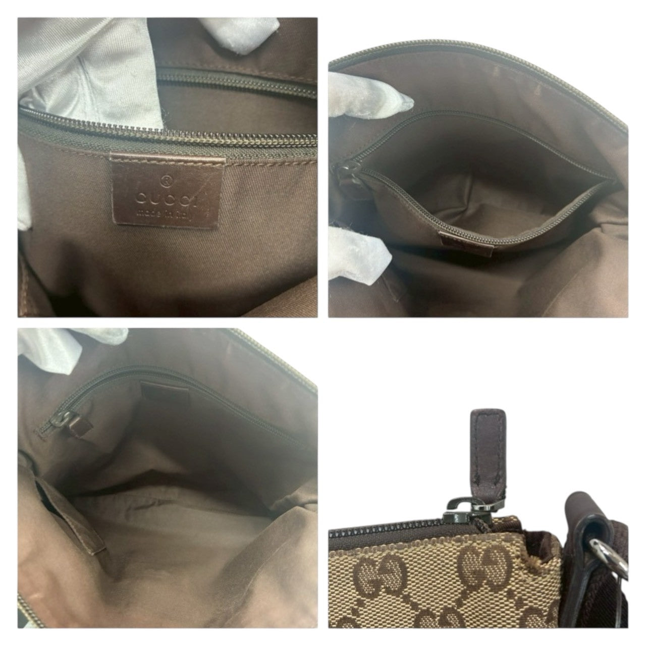 GUCCI グッチ ベージュ ブラウン シルバー金具 GGキャンバス / レザー 145857 ショルダーバッグ レディース AB