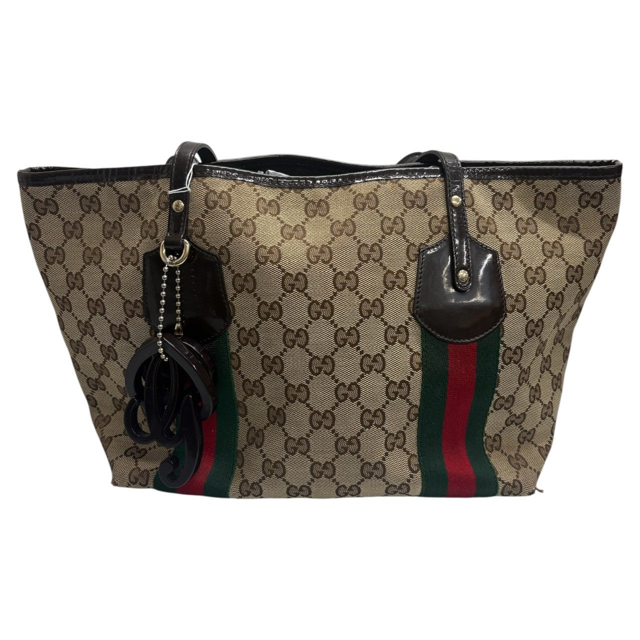 GUCCI グッチ シェリーライン ベージュ ゴールド金具 GGキャンバス / レザー 211971 トートバッグ ショルダーバッグ レディース B