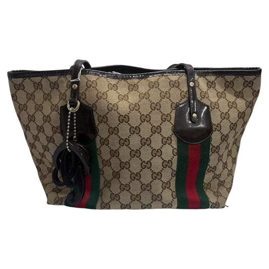 GUCCI グッチ シェリーライン ベージュ ゴールド金具 GGキャンバス / レザー 211971 トートバッグ ショルダーバッグ レディース B