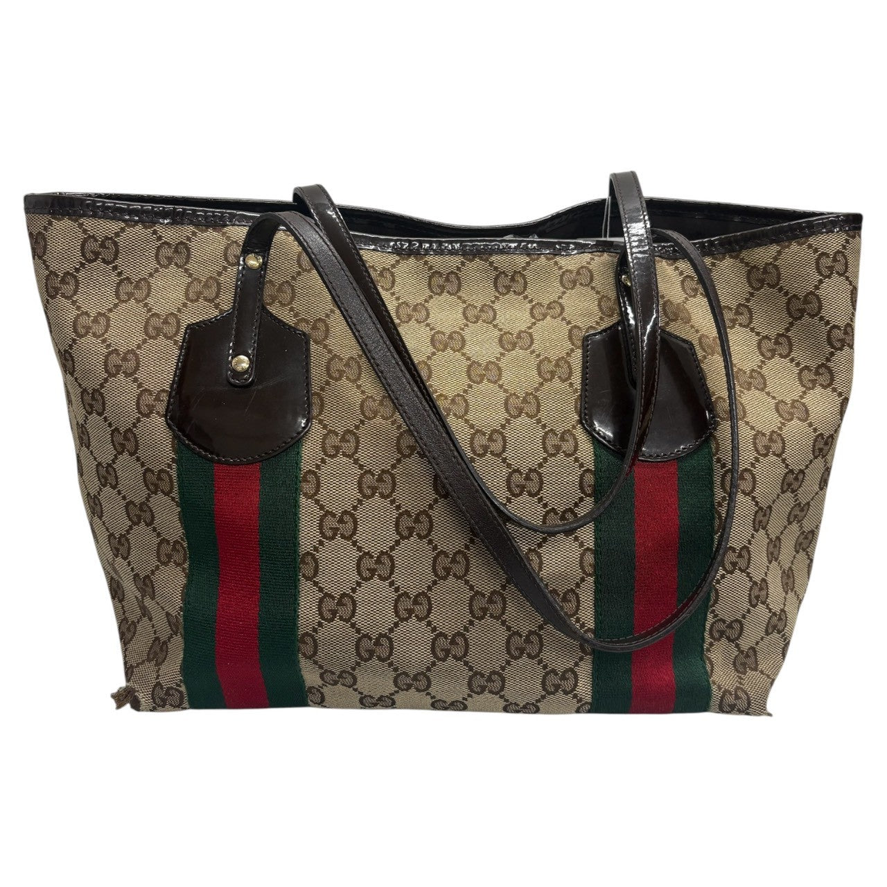 GUCCI グッチ シェリーライン ベージュ ゴールド金具 GGキャンバス / レザー 211971 トートバッグ ショルダーバッグ レディース B