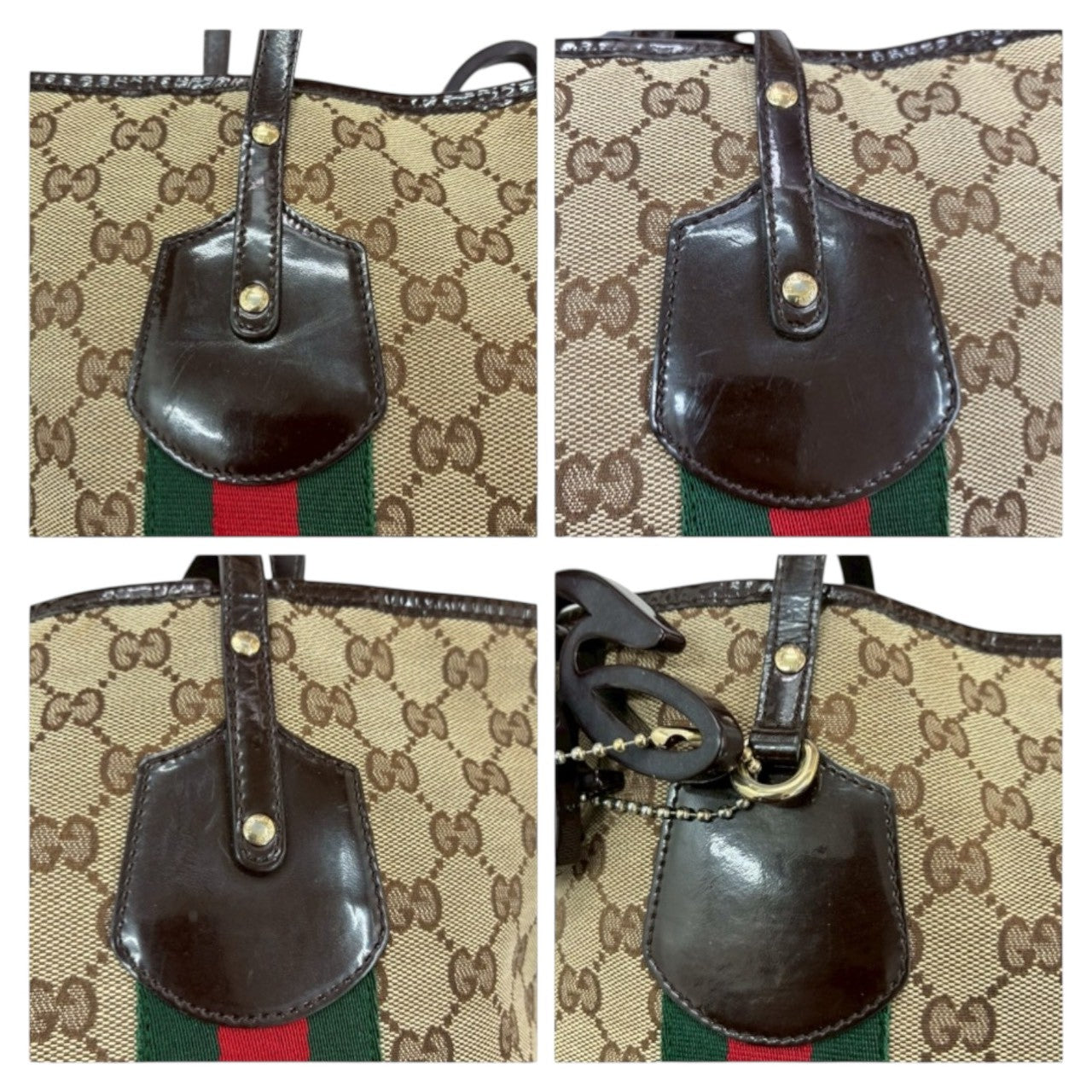GUCCI グッチ シェリーライン ベージュ ゴールド金具 GGキャンバス / レザー 211971 トートバッグ ショルダーバッグ レディース B