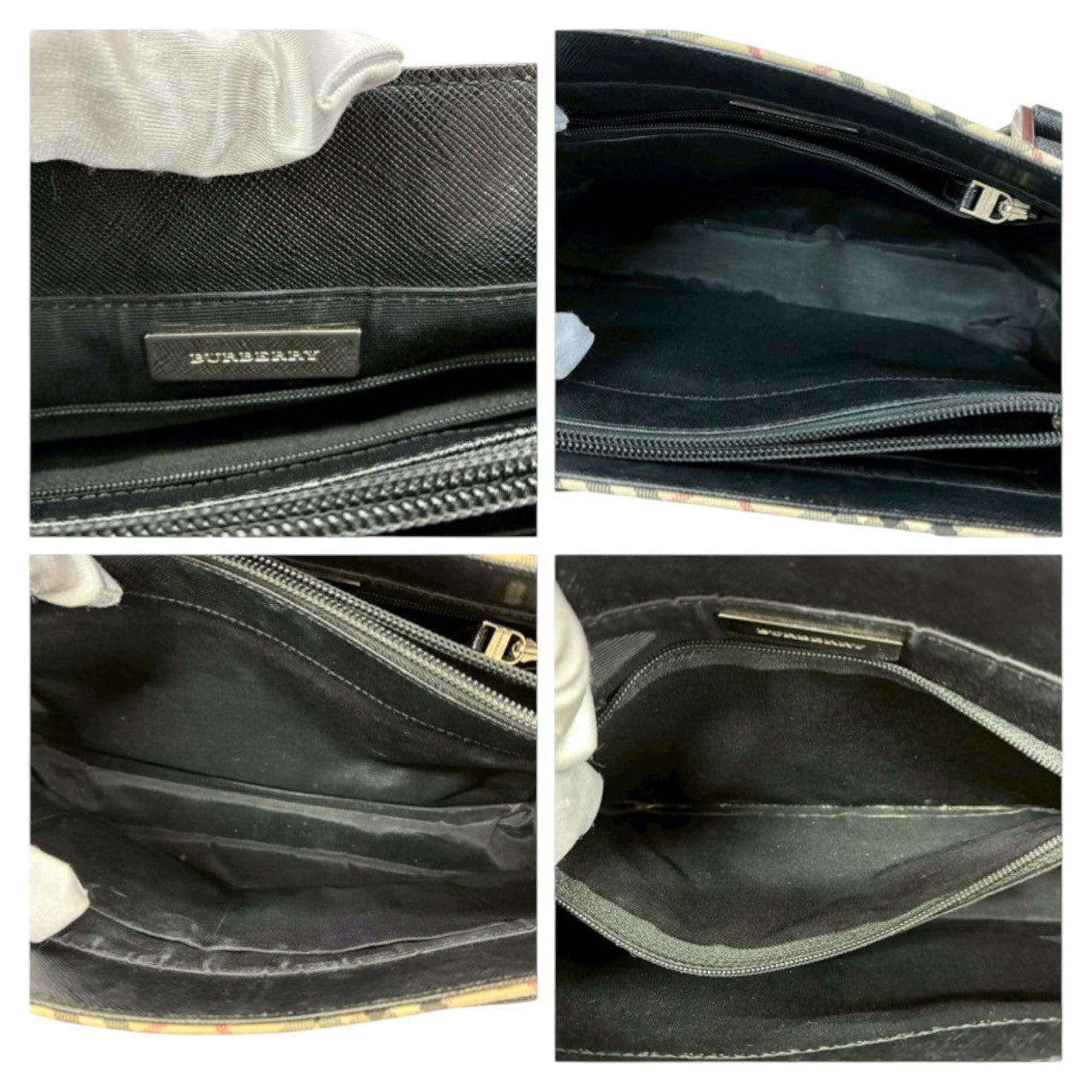 BURBERRY バーバリー ノバチェック ベージュ ブラック シルバー金具 キャンバス / レザー ハンドバッグ トートバッグ レディース A
